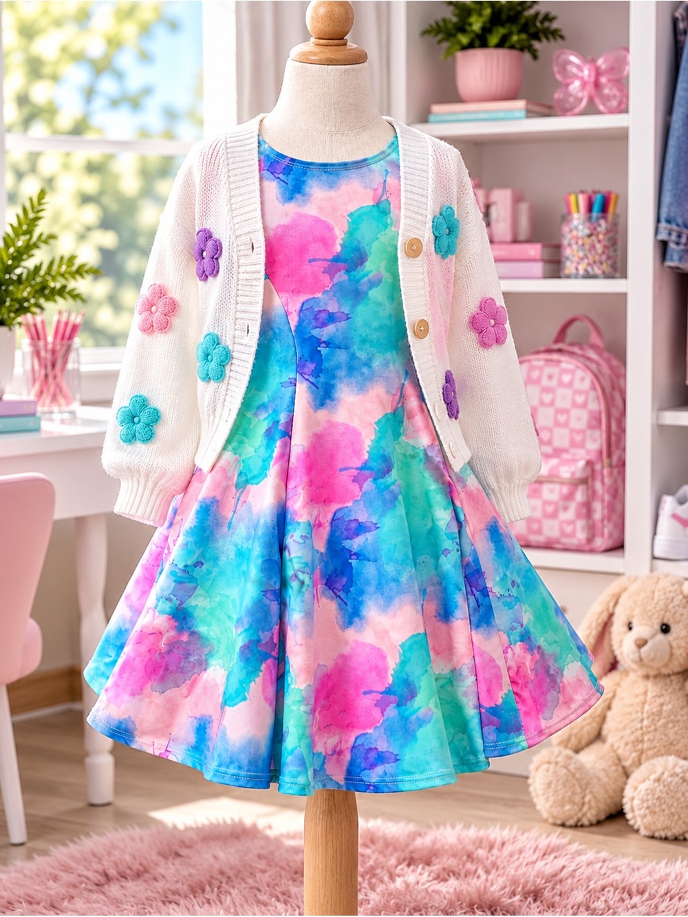 NEW! PixieLane Sleeveless Twirl Swirl Tie Dye Dress